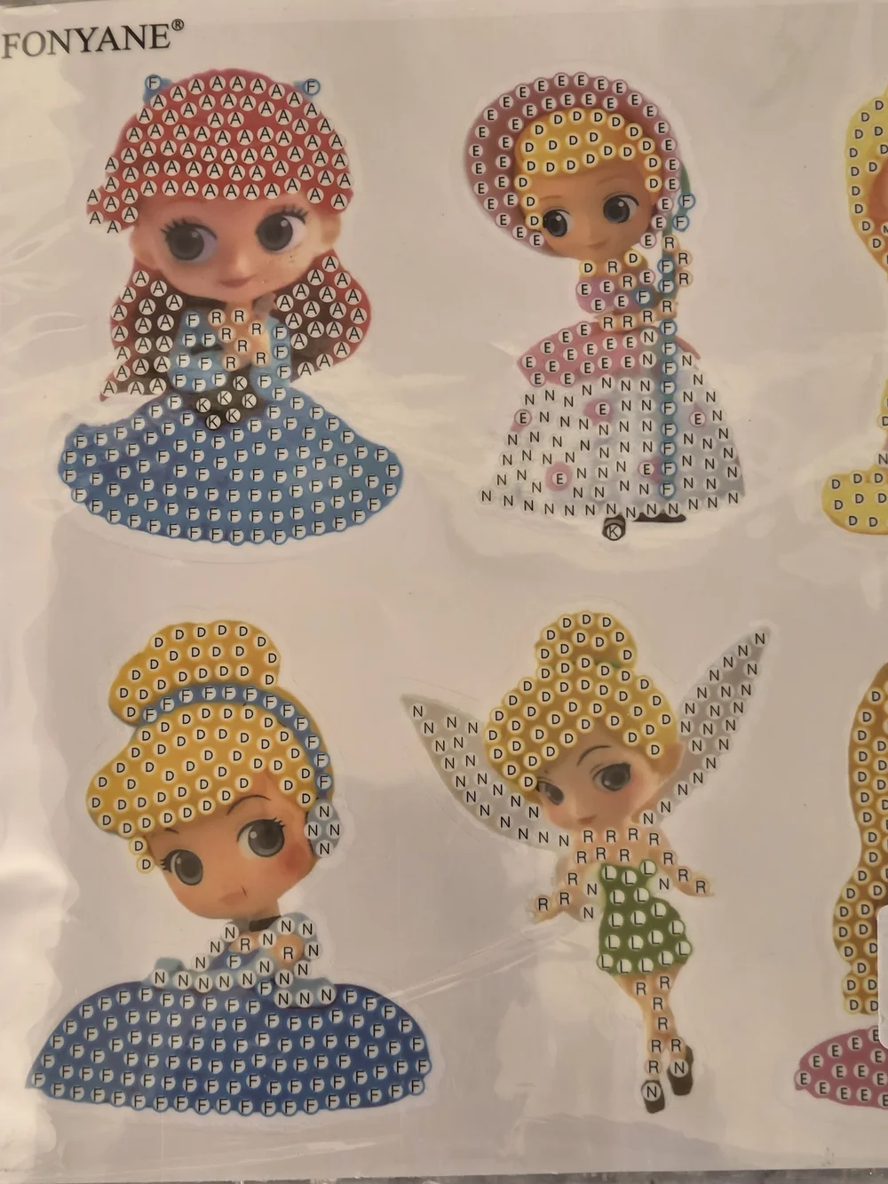 Princess & Fairy Diamond Art Stickers 2 Sheets, 24 Characters